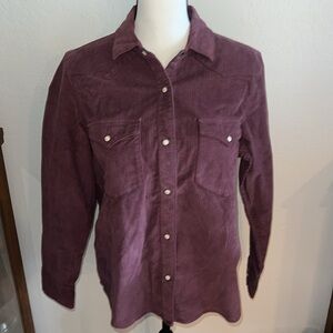 NWT Farherty stretch cord western snap up long sleeve shirt in grape